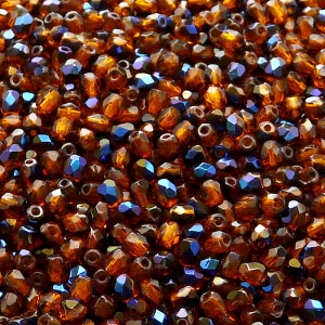 100ks České skleněné broušené ohňovky kulička 3mm hyacint/ azuro polopokov