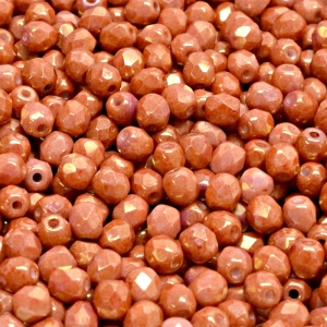 100ks České skleněné broušené ohňovky kulička 4mm bílá/ rubínový listr