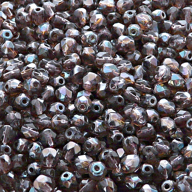 100ks České skleněné broušené ohňovky kulička 4mm tanzanit/ celsian polopokov