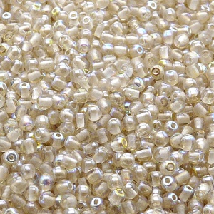 200ks České skleněné mačkané korálky kulička 3mm čirá/ citronová duha