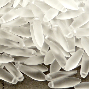 30ks České skleněné mačkané korálky jazýčky 5x16mm čirá mat