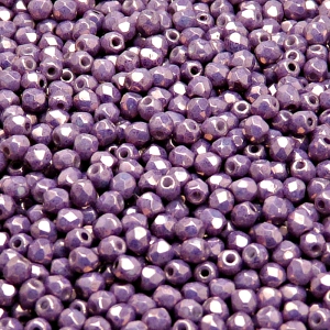 100ks České skleněné broušené ohňovky kulička 3mm bílá/ fialový vega listr