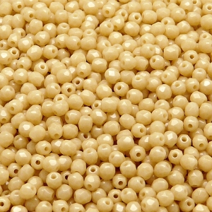 100ks České skleněné broušené ohňovky kulička 3mm sytá béžová
