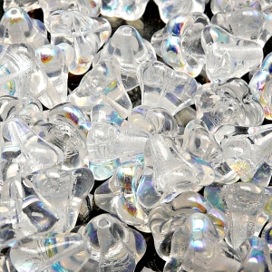 10ks České skleněné mačkané korálky zvonečky 11x13mm čirá/ AB polopokov