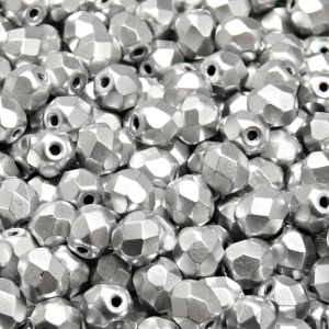 50ks České skleněné broušené ohňovky kulička 6mm čirá/ bronz stříbrný matný