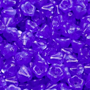 30ks České skleněné mačkané korálky zvonečky 6x8mm safírový opál