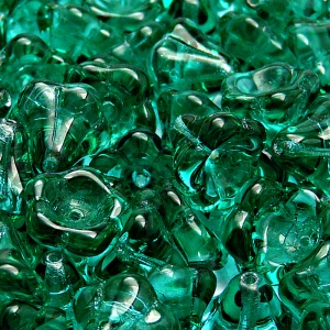 10ks České skleněné mačkané korálky zvonečky 11x13mm emerald