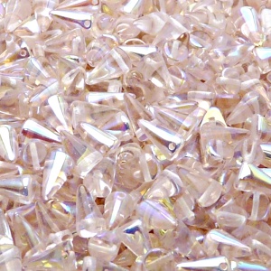 50ks České skleněné mačkané korálky trny 5x8mm rozalín/ AB polopokov